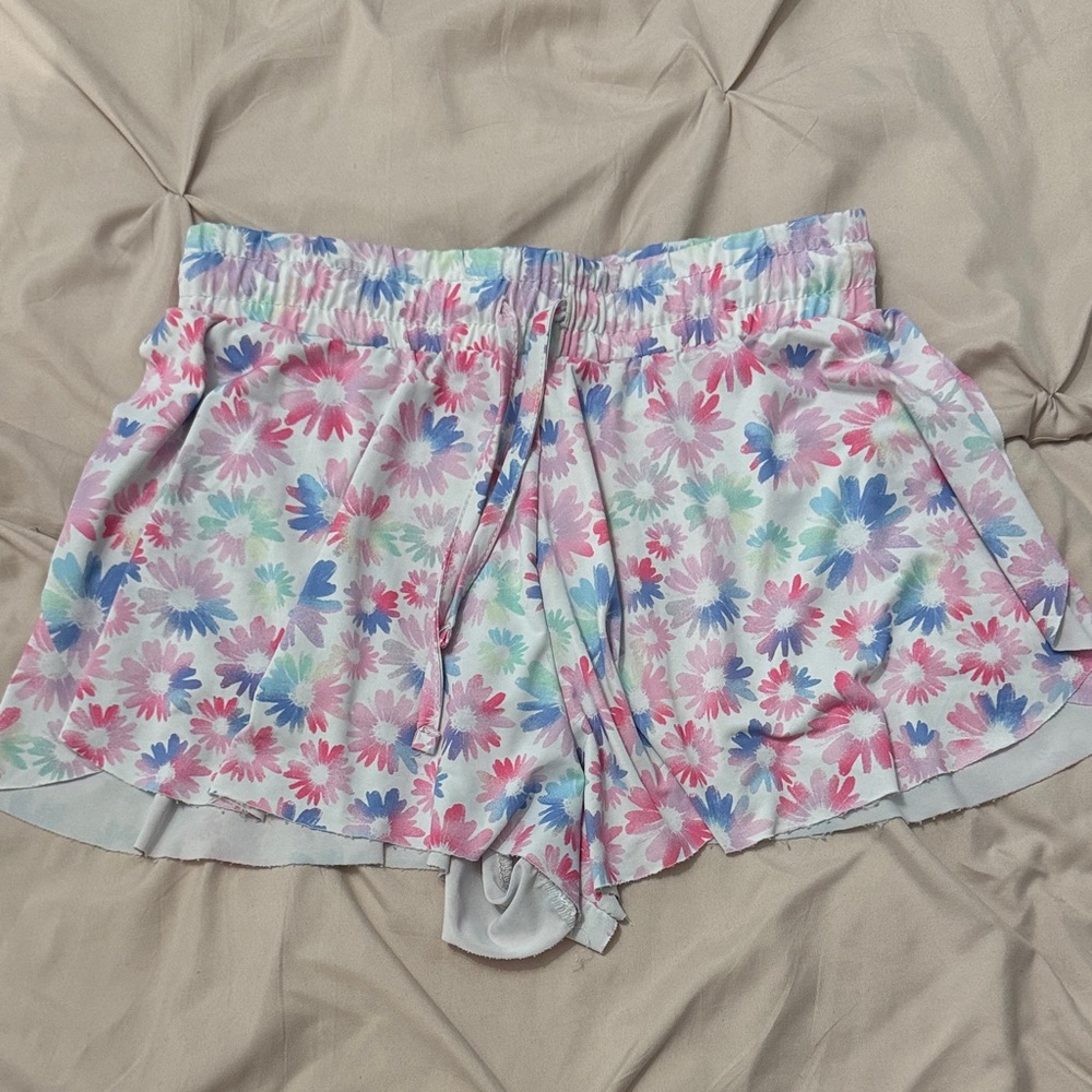 btween Floral Drawstring Shorts - Pink, Blue & Mint
